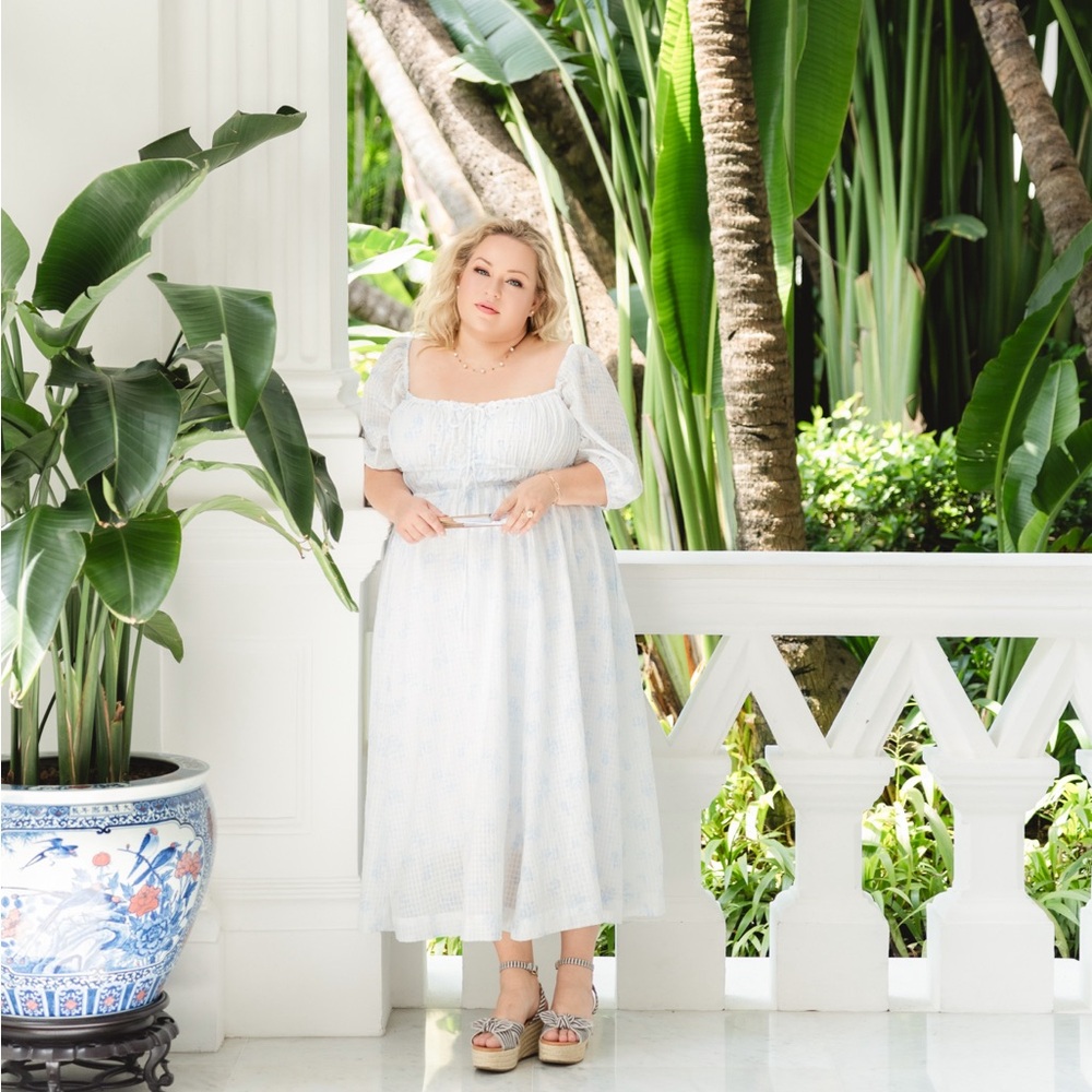 Edda Coastal Midi Dress in Light Blue - Size 3x